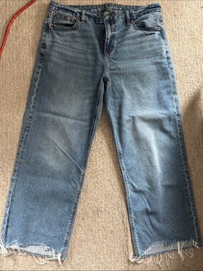 American Eagle Light Wash wide Leg stovepipe curvy Jeans size 12 short